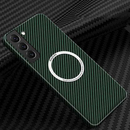 For Samsung Galaxy S25 5G Carbon Fiber Texture MagSafe Magnetic Phone Case(Green) - Galaxy S25 5G Cases by PMC Jewellery | Online Shopping South Africa | PMC Jewellery | Buy Now Pay Later Mobicred