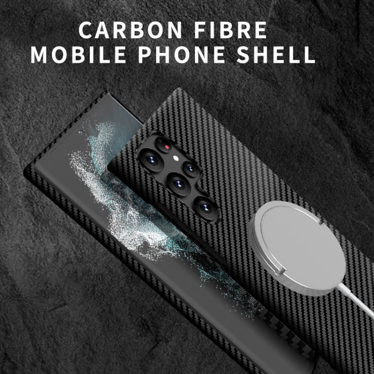 For Samsung Galaxy S25+ 5G Carbon Fiber Texture MagSafe Magnetic Phone Case(Black Silver) - Galaxy S25+ 5G Cases by PMC Jewellery | Online Shopping South Africa | PMC Jewellery | Buy Now Pay Later Mobicred