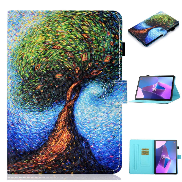 For Lenovo Tab P12 2023 / TB370FU Coloured Drawing Stitching Smart Leather Tablet Case(Abstract Tree) - Lenovo by PMC TechLife | Online Shopping South Africa | PMC TechLife | Buy Now Pay Later Mobicred