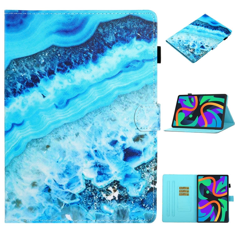 For Lenovo Tab M11/ Xiaoxin Pad 11 2024 Coloured Drawing Stitching Smart Leather Tablet Case(Blue Marble) - Lenovo by PMC Jewellery | Online Shopping South Africa | PMC Jewellery | Buy Now Pay Later Mobicred