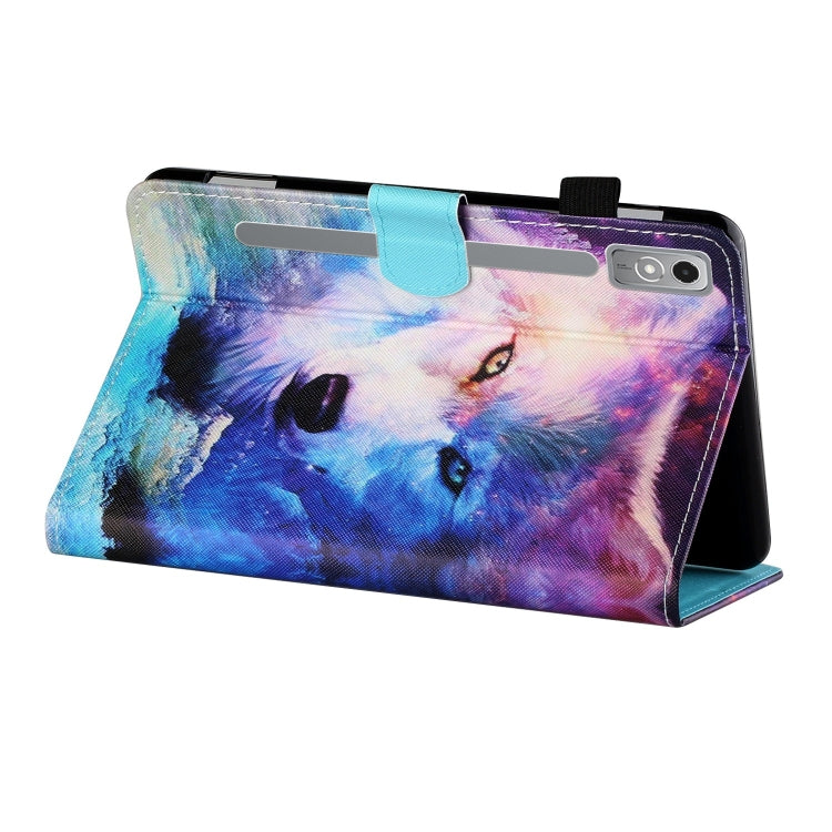 For Lenovo Tab P12 2023 / TB370FU Coloured Drawing Stitching Smart Leather Tablet Case(Wolf) - Lenovo by PMC TechLife | Online Shopping South Africa | PMC TechLife | Buy Now Pay Later Mobicred
