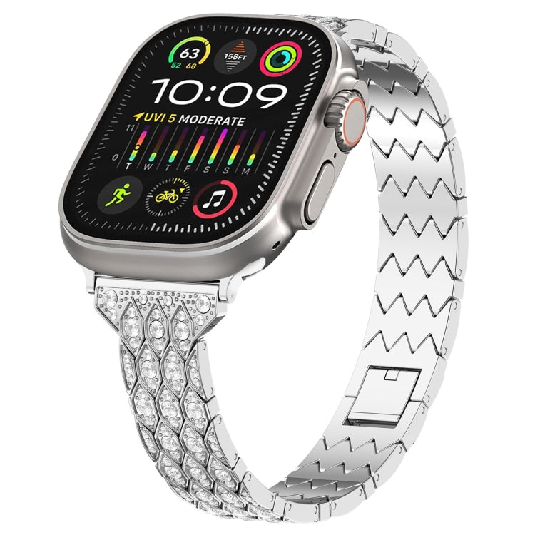 For Apple Watch Ultra 49mm Devil Eye Diamond Bracelet Metal Watch Band(Silver) - Watch Bands by PMC Jewellery | Online Shopping South Africa | PMC Jewellery