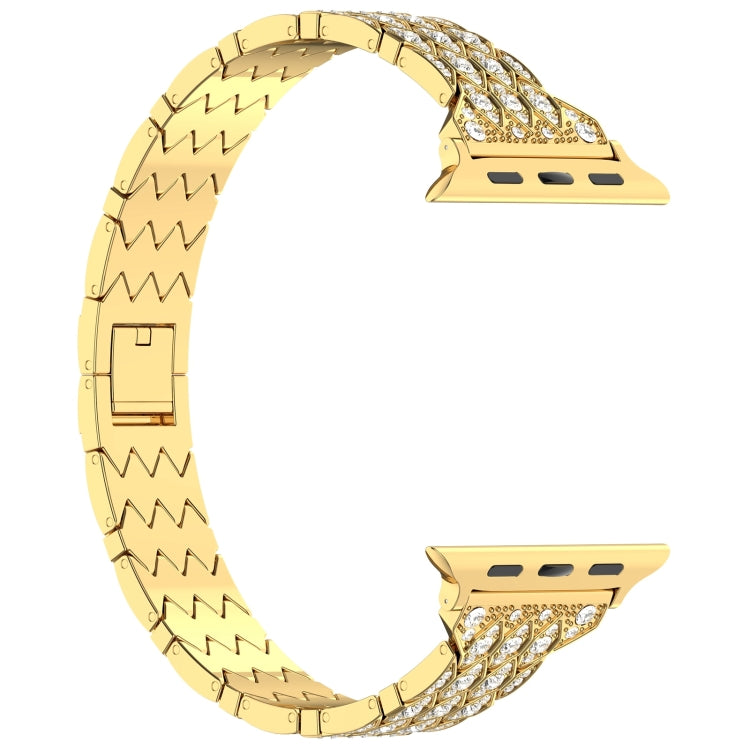 For Apple Watch Series 8 41mm Devil Eye Diamond Bracelet Metal Watch Band(Gold) - Watch Bands by PMC Jewellery | Online Shopping South Africa | PMC Jewellery