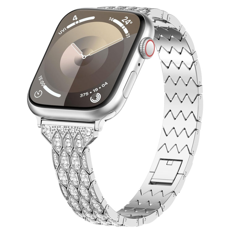 For Apple Watch Series 8 41mm Devil Eye Diamond Bracelet Metal Watch Band(Silver) - Watch Bands by PMC TechLife | Online Shopping South Africa | PMC TechLife
