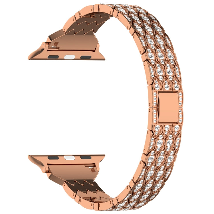 For Apple Watch SE 44mm Devil Eye Diamond Bracelet Metal Watch Band(Rose Gold) - Watch Bands by PMC Jewellery | Online Shopping South Africa | PMC Jewellery