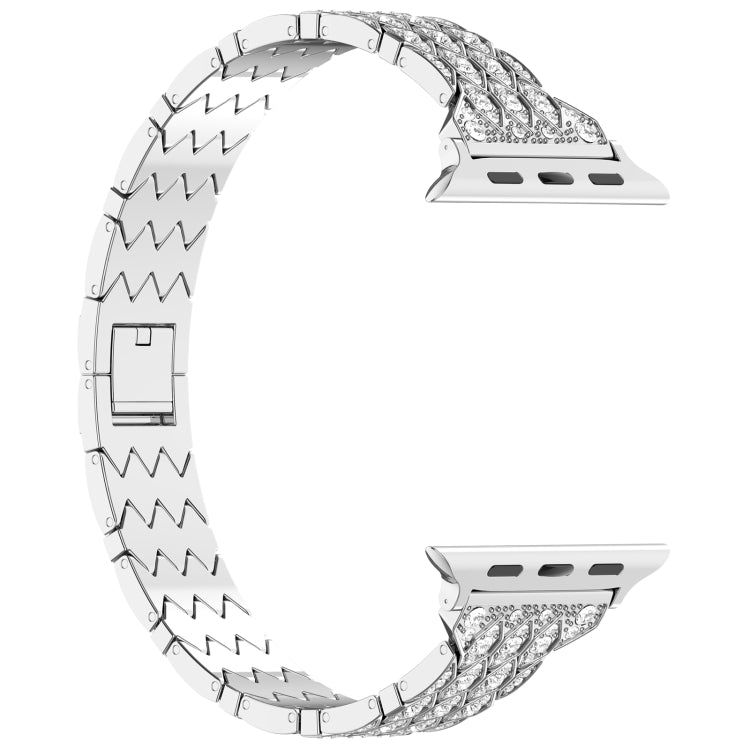 For Apple Watch 38mm Devil Eye Diamond Bracelet Metal Watch Band(Silver) - Watch Bands by PMC TechLife | Online Shopping South Africa | PMC TechLife