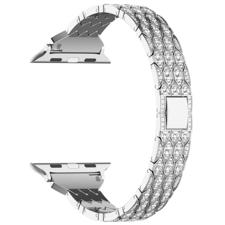 For Apple Watch 38mm Devil Eye Diamond Bracelet Metal Watch Band(Silver) - Watch Bands by PMC TechLife | Online Shopping South Africa | PMC TechLife