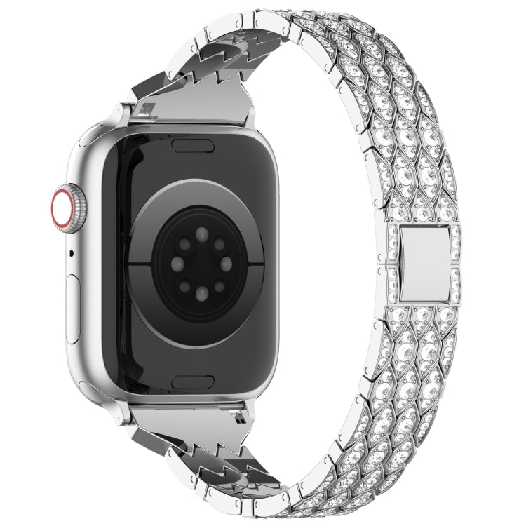 For Apple Watch 38mm Devil Eye Diamond Bracelet Metal Watch Band(Silver) - Watch Bands by PMC TechLife | Online Shopping South Africa | PMC TechLife