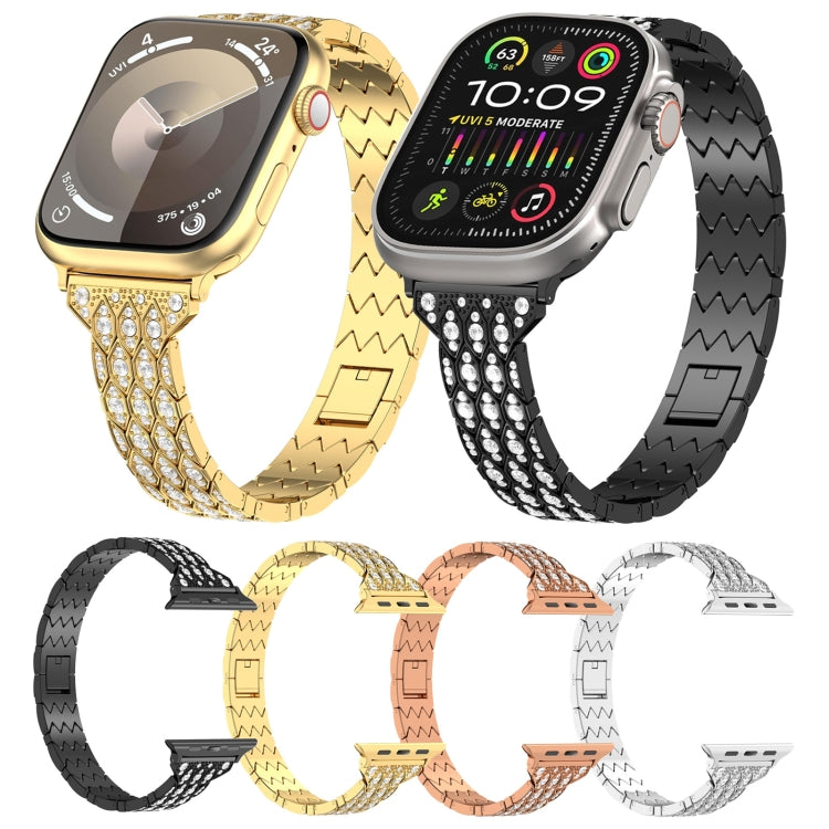 For Apple Watch Ultra 49mm Devil Eye Diamond Bracelet Metal Watch Band(Black) - Watch Bands by PMC Jewellery | Online Shopping South Africa | PMC Jewellery