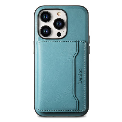 For iPhone 15 Pro Max Denior Cowhide Texture Leather MagSafe Detachable Wallet Phone Case(Blue) - iPhone 15 Pro Max Cases by Denior | Online Shopping South Africa | PMC Jewellery | Buy Now Pay Later Mobicred