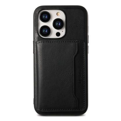 For iPhone 15 Pro Max Denior Cowhide Texture Leather MagSafe Detachable Wallet Phone Case(Black) - iPhone 15 Pro Max Cases by Denior | Online Shopping South Africa | PMC Jewellery | Buy Now Pay Later Mobicred