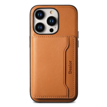 For iPhone 13 Denior Cowhide Texture Leather MagSafe Detachable Wallet Phone Case(Khaki) - iPhone 13 Cases by Denior | Online Shopping South Africa | PMC Jewellery | Buy Now Pay Later Mobicred