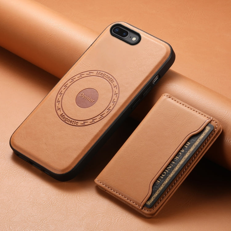 For iPhone 8 Plus/7 Plus Denior Cowhide Texture Leather MagSafe Detachable Wallet Phone Case(Khaki) - free shipping - PMC Jewellery - Order now!