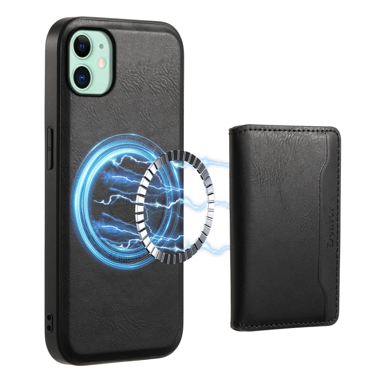 For iPhone 11 Denior Cowhide Texture Leather MagSafe Detachable Wallet Phone Case(Black) - iPhone 11 Cases by Denior | Online Shopping South Africa | PMC Jewellery | Buy Now Pay Later Mobicred