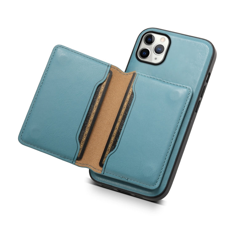 For iPhone 11 Pro Max Denior Cowhide Texture Leather MagSafe Detachable Wallet Phone Case(Blue) - iPhone 11 Pro Max Cases by Denior | Online Shopping South Africa | PMC Jewellery | Buy Now Pay Later Mobicred