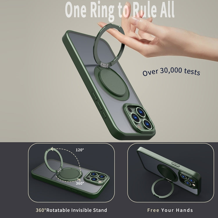 For iPhone 14 Pro 360-degree Rotating MagSafe Magnetic Holder Phone Case(Green) - iPhone 14 Pro Cases by PMC Jewellery | Online Shopping South Africa | PMC Jewellery