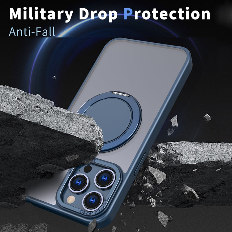For iPhone 14 Pro Max 360-degree Rotating MagSafe Magnetic Holder Phone Case(Navy Blue) - iPhone 14 Pro Max Cases by PMC TechLife | Online Shopping South Africa | PMC TechLife