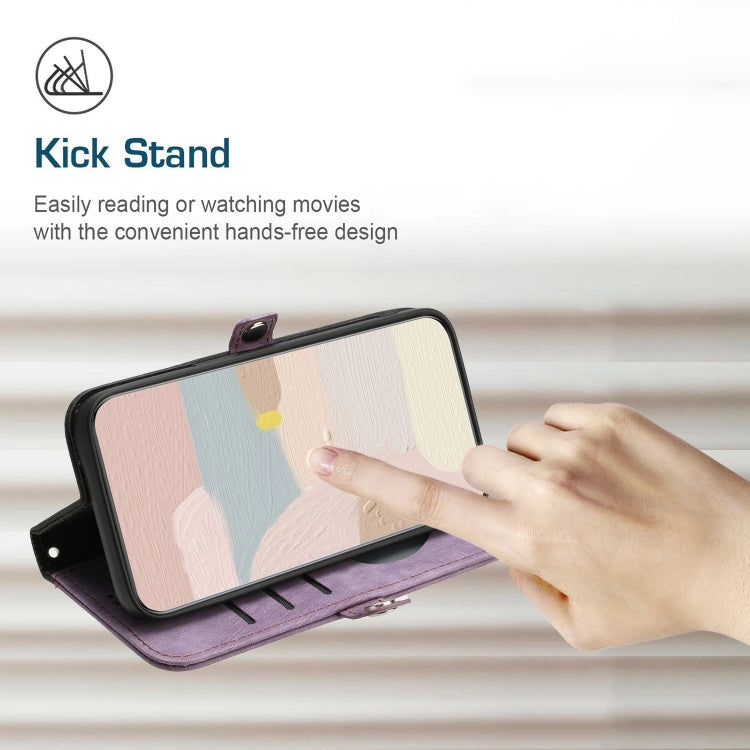 For Google Pixel 9 Side Buckle Double Fold Hand Strap Leather Phone Case(Purple) - Google Cases by PMC TechLife | Online Shopping South Africa | PMC TechLife | Buy Now Pay Later Mobicred