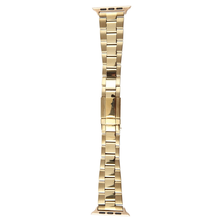 For Apple Watch SE 44mm Three-Bead Stainless Steel Watch Band(Gold) - free shipping - PMC TechLife - Order now!