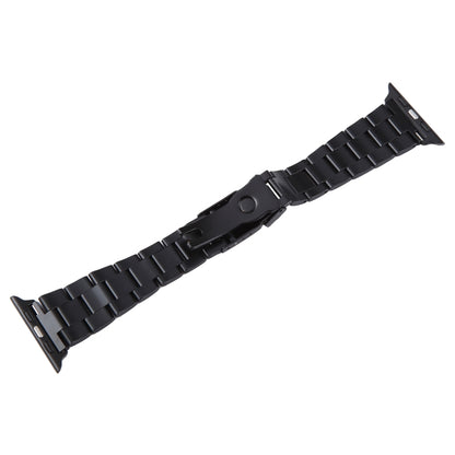 For Apple Watch Series 5 44mm Three-Bead Stainless Steel Watch Band(Black Gold) - Watch Bands by PMC Jewellery | Online Shopping South Africa | PMC Jewellery