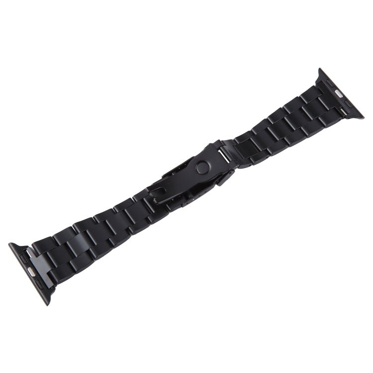 For Apple Watch Series 5 40mm Three-Bead Stainless Steel Watch Band(Black Gold) - Watch Bands by PMC Jewellery | Online Shopping South Africa | PMC Jewellery