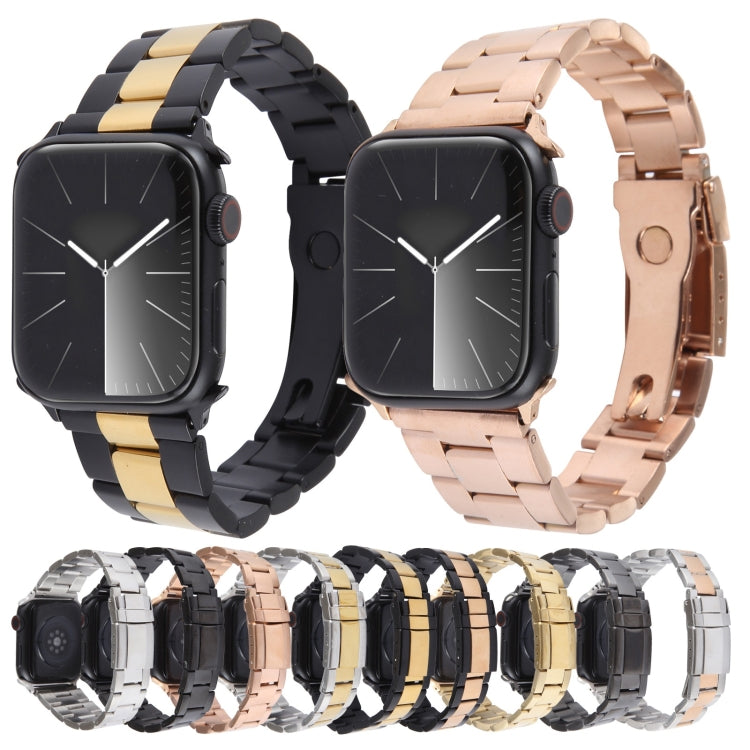 For Apple Watch Series 2 38mm Three-Bead Stainless Steel Watch Band(Black) - free shipping - PMC TechLife - Order now!