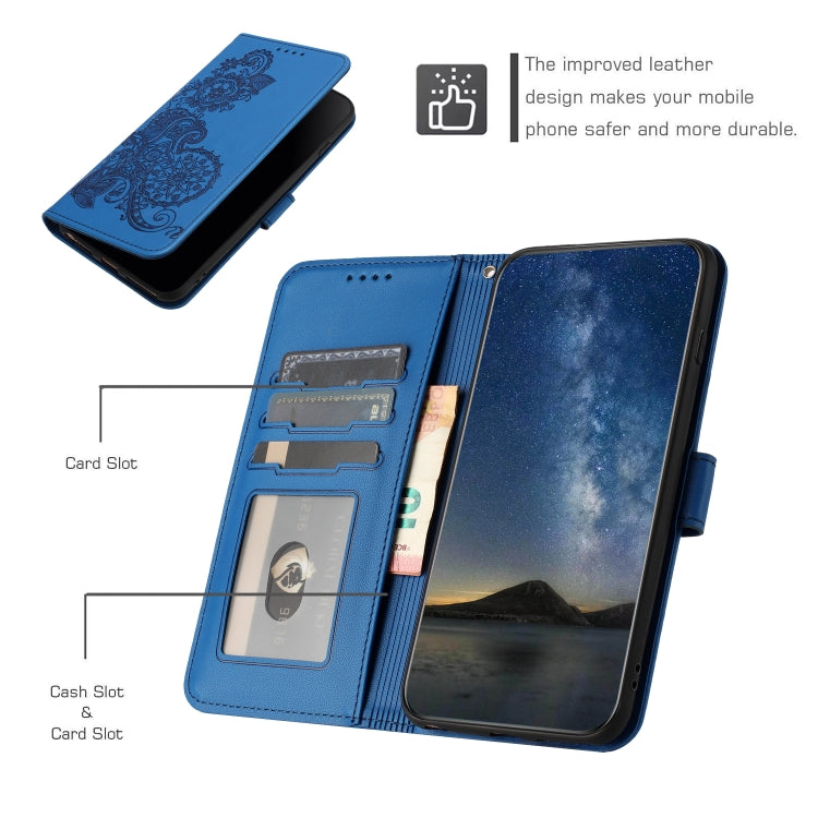 For Huawei Pura 70 Datura Flower Embossed Flip Leather Phone Case(Blue) - Huawei Cases by PMC Jewellery | Online Shopping South Africa | PMC Jewellery | Buy Now Pay Later Mobicred