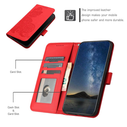 For Huawei Pura 70 Datura Flower Embossed Flip Leather Phone Case(Red) - Huawei Cases by PMC Jewellery | Online Shopping South Africa | PMC Jewellery | Buy Now Pay Later Mobicred