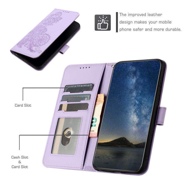 For Google Pixel 9 Pro Datura Flower Embossed Flip Leather Phone Case(Purple) - Google Cases by PMC Jewellery | Online Shopping South Africa | PMC Jewellery | Buy Now Pay Later Mobicred