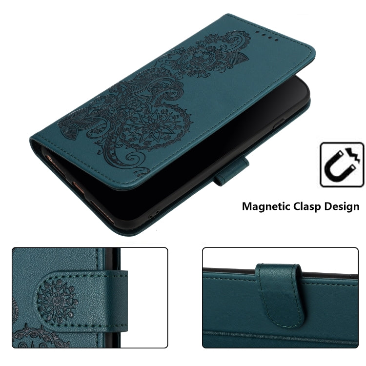 For Google Pixel 9 Pro Datura Flower Embossed Flip Leather Phone Case(Dark Green) - Google Cases by PMC Jewellery | Online Shopping South Africa | PMC Jewellery | Buy Now Pay Later Mobicred