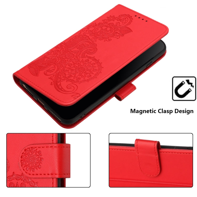 For Google Pixel 9 Datura Flower Embossed Flip Leather Phone Case(Red) - Google Cases by PMC Jewellery | Online Shopping South Africa | PMC Jewellery | Buy Now Pay Later Mobicred