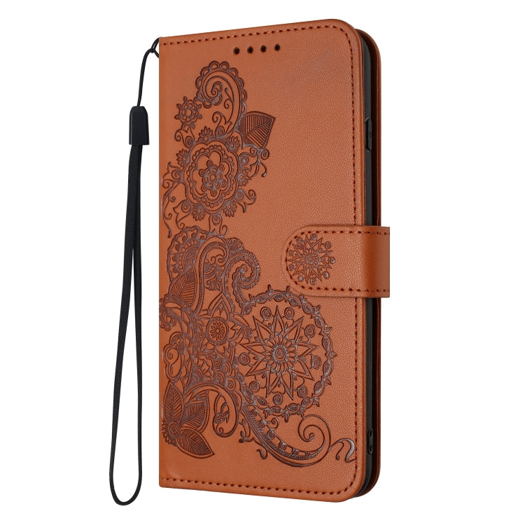 For Google Pixel 9 Datura Flower Embossed Flip Leather Phone Case(Brown) - Google Cases by PMC Jewellery | Online Shopping South Africa | PMC Jewellery | Buy Now Pay Later Mobicred