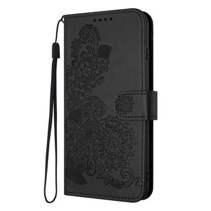 For Google Pixel 9 Datura Flower Embossed Flip Leather Phone Case(Black) - Google Cases by PMC Jewellery | Online Shopping South Africa | PMC Jewellery | Buy Now Pay Later Mobicred