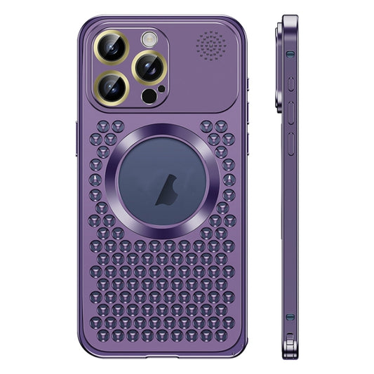 For iPhone 12 Pro Spring Buckle MagSafe Magnetic Metal Aromatherapy Phone Case(Purple) - iPhone 12 / 12 Pro Cases by PMC Jewellery | Online Shopping South Africa | PMC Jewellery