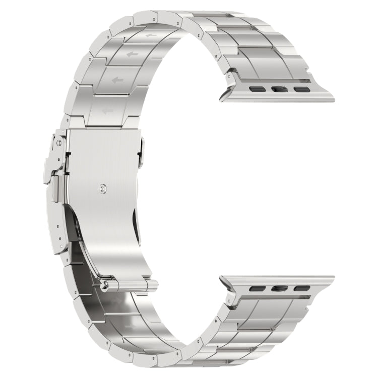 For Apple Watch Ultra 2 49mm Safety Buckle Trapezoid Titanium Steel Watch Band(Silver) - Watch Bands by PMC Jewellery | Online Shopping South Africa | PMC Jewellery