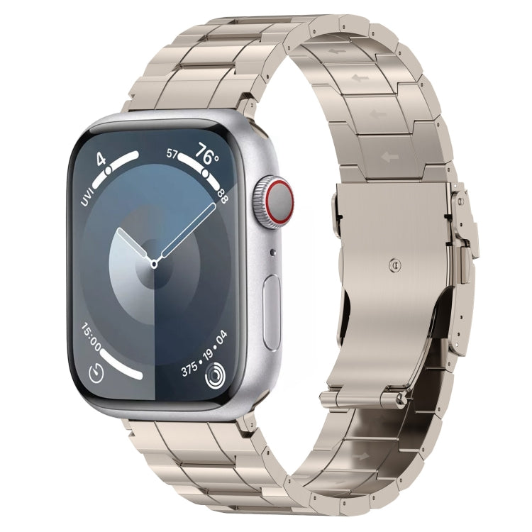 For Apple Watch Series 9 45mm Safety Buckle Trapezoid Titanium Steel Watch Band(Titanium) - Watch Bands by PMC Jewellery | Online Shopping South Africa | PMC Jewellery