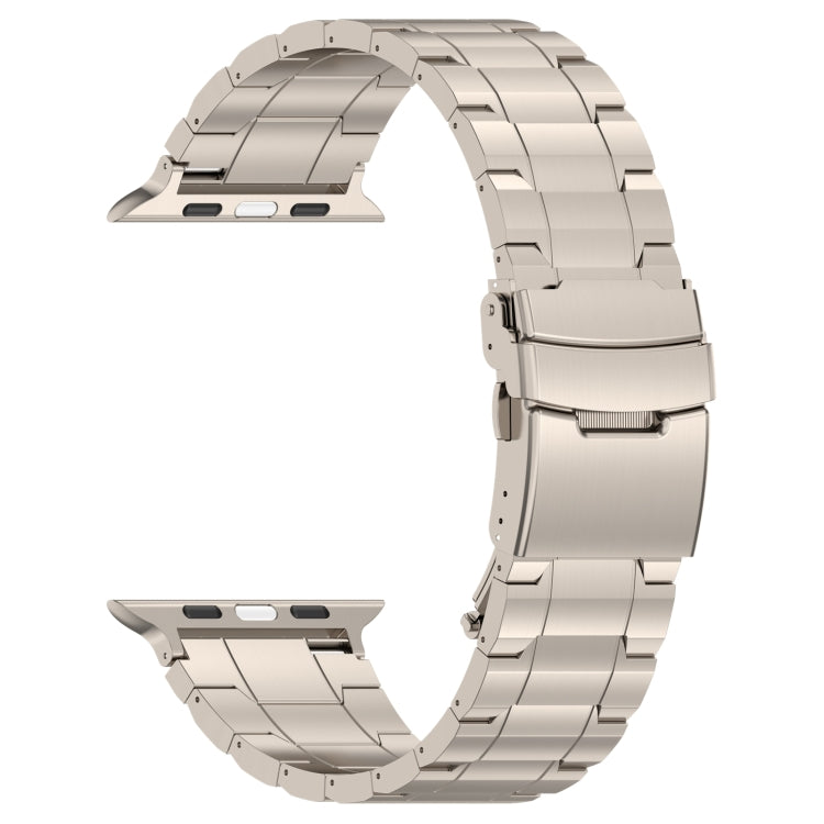 For Apple Watch SE 44mm Safety Buckle Trapezoid Titanium Steel Watch Band(Titanium) - Watch Bands by PMC Jewellery | Online Shopping South Africa | PMC Jewellery