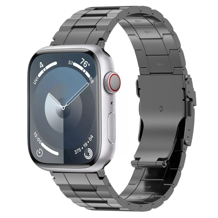 For Apple Watch Series 5 40mm Safety Buckle Trapezoid Titanium Steel Watch Band(Grey) - Watch Bands by PMC Jewellery | Online Shopping South Africa | PMC Jewellery