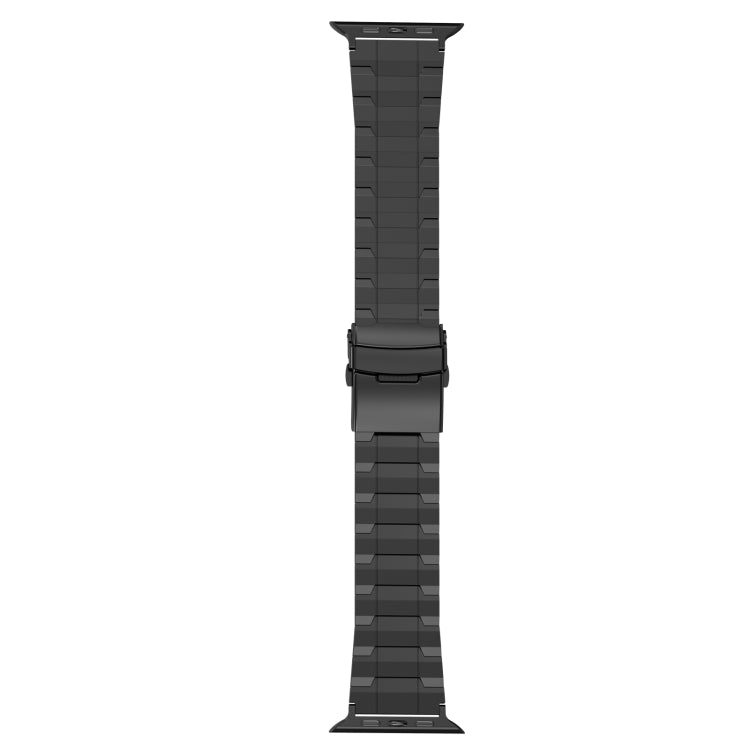 For Apple Watch Series 8 41mm Safety Buckle Trapezoid Titanium Steel Watch Band(Black) - Watch Bands by PMC Jewellery | Online Shopping South Africa | PMC Jewellery