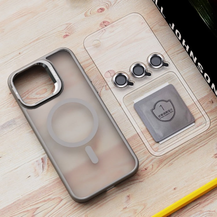 For iPhone 14 Plus Invisible Lens Holder PC + TPU Frosted MagSafe Phone Case(Blue) - iPhone 14 Plus Cases by PMC TechLife | Online Shopping South Africa | PMC TechLife