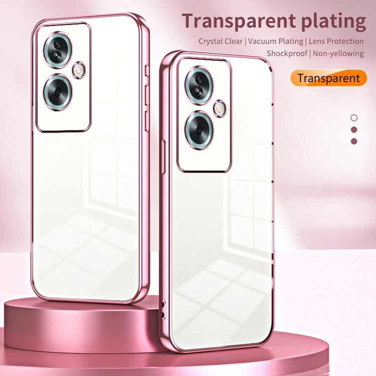 For OPPO A79 5G / A2 Transparent Plating Fine Hole Phone Case(Blue) - OPPO Cases by PMC TechLife | Online Shopping South Africa | PMC TechLife | Buy Now Pay Later Mobicred