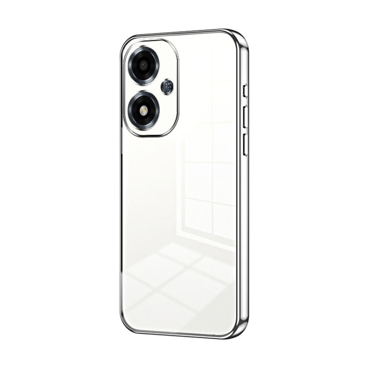 For OPPO A2m Transparent Plating Fine Hole Phone Case(Silver) - OPPO Cases by PMC TechLife | Online Shopping South Africa | PMC TechLife | Buy Now Pay Later Mobicred
