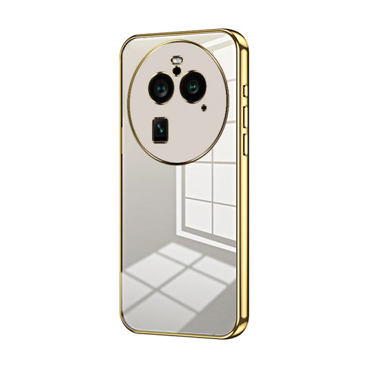 For OPPO Find X6 Pro Transparent Plating Fine Hole Phone Case(Gold) - OPPO Cases by PMC Jewellery | Online Shopping South Africa | PMC Jewellery | Buy Now Pay Later Mobicred