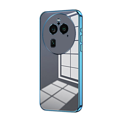 For OPPO Find X6 Pro Transparent Plating Fine Hole Phone Case(Blue) - OPPO Cases by PMC Jewellery | Online Shopping South Africa | PMC Jewellery | Buy Now Pay Later Mobicred