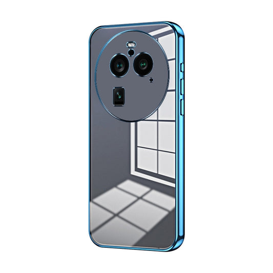 For OPPO Find X6 Pro Transparent Plating Fine Hole Phone Case(Blue) - OPPO Cases by PMC Jewellery | Online Shopping South Africa | PMC Jewellery | Buy Now Pay Later Mobicred