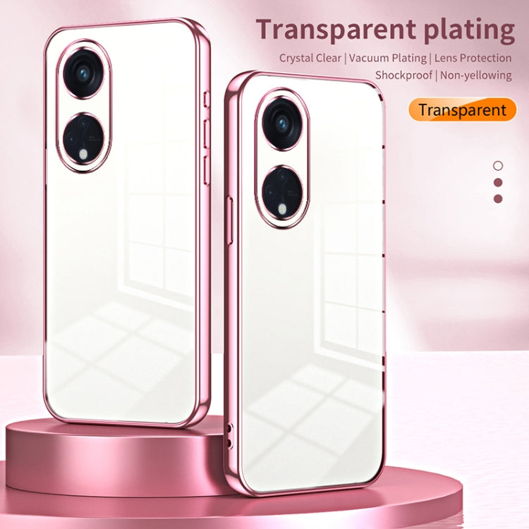 For OPPO Reno8 T 5G Transparent Plating Fine Hole Phone Case(Pink) - OPPO Cases by PMC Jewellery | Online Shopping South Africa | PMC Jewellery | Buy Now Pay Later Mobicred