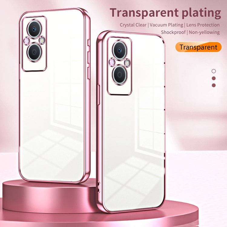 For OPPO Reno7 Z 5G / F21 Pro 5G Transparent Plating Fine Hole Phone Case(Blue) - OPPO Cases by PMC TechLife | Online Shopping South Africa | PMC TechLife | Buy Now Pay Later Mobicred