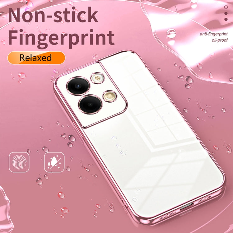 For OPPO Reno9 / Reno9 Pro Transparent Plating Fine Hole Phone Case(Silver) - OPPO Cases by PMC TechLife | Online Shopping South Africa | PMC TechLife | Buy Now Pay Later Mobicred