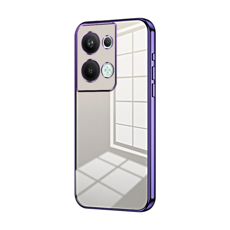 For OPPO Reno9 Pro+ Transparent Plating Fine Hole Phone Case(Purple) - OPPO Cases by PMC Jewellery | Online Shopping South Africa | PMC Jewellery | Buy Now Pay Later Mobicred