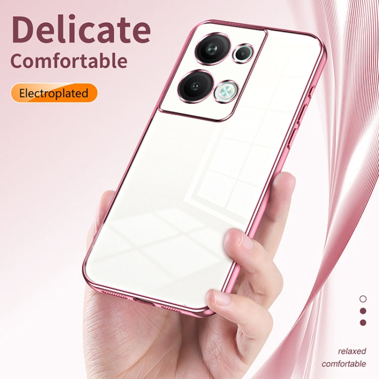 For OPPO Reno9 Pro+ Transparent Plating Fine Hole Phone Case(Pink) - OPPO Cases by PMC TechLife | Online Shopping South Africa | PMC TechLife | Buy Now Pay Later Mobicred